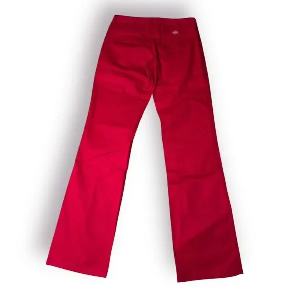 Dickies DickieGirl Red Flat Front Pants Vintage 80s Straight Leg‎ Pants Size 1 - Picture 2 of 7